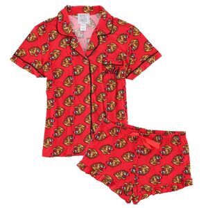 Mentally Exhausted Women's Notch Collar Tiger Short Sleeve Pajama Set